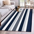 thumbnail image 2 of Non-Slip Rug Pad Rugs Horizontal Stripe Navy Blue White Gray Rectangle Area Rugs 3x5Ft Soft Carpet Pads for Living Room Kids Room, Minimalist Striation Art, 2 of 9