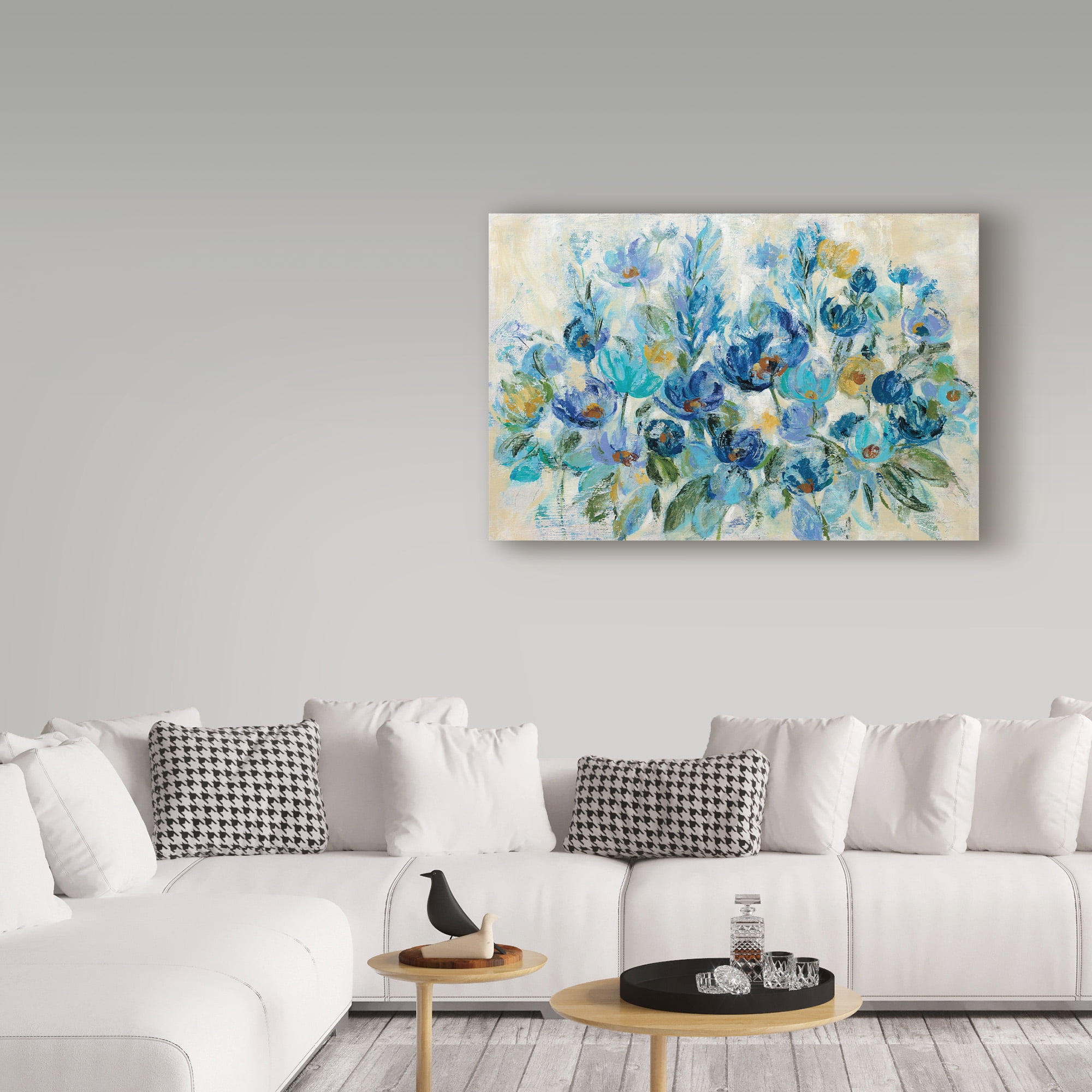 Trademark Fine Art 'Scattered Blue Flowers' Canvas Art by Silvia Vassileva