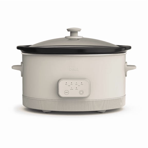 6QT Programmable Slow Cooker with Removable Ceramic Pot, Digital Timer and 3 Temperature Settings, Oatmilk