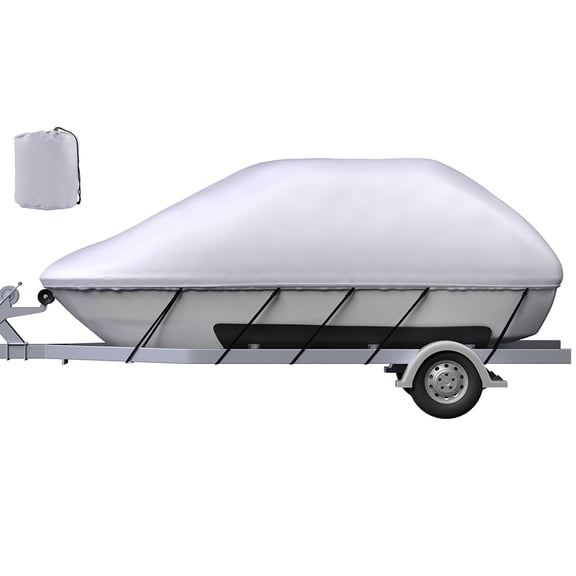 KFFKFF V-Hull Boat Cover 17-19 ft Trailerable Marine Grade Waterproof 210D