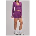 thumbnail image 3 of PISONIC Workout Sets for Women 3 Piece Long Sleeve Zip Up Jacket, V-neck Cami Tank Top, High Waisted Yoga Shorts Gym Athletic Sets, 3 of 6