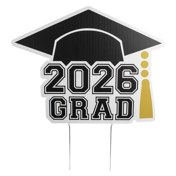 Way to Celebrate 2026 Graduation Yard Sign, Black & Gold, 28 x 32 Inches