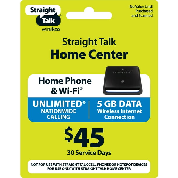 Straight Talk 45 Home Center Unlimited 30Day Plan ePIN Top Up (Email