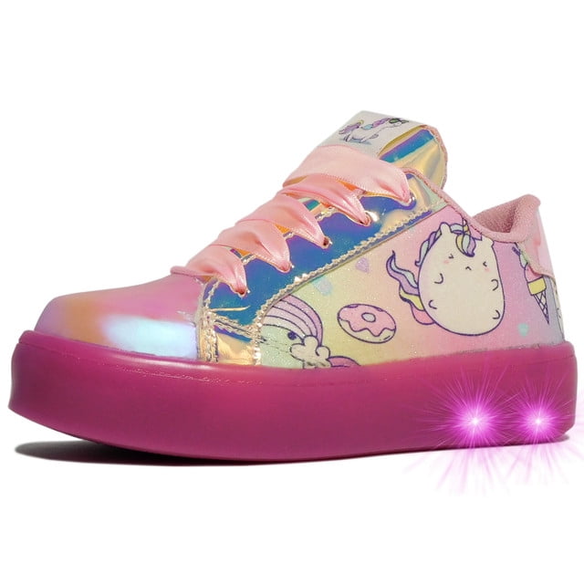 Tenis Niña Talla 19 cm Unicornio Luces Led Talon Impacto Rosa Glitter Be Hype Candy/Glitter/LED