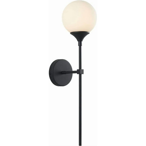 KCO Lighting Minimalist Black Slim Wall Sconces, Modern Milk Glass Globe Wall Sconce, Industrial Wall Long Mounted Lamp