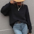 thumbnail image 5 of IROINNID Reduced Womens Sweater Round Neckline Pullover Sweater Solid Color Loose Short Length Long Sleeve Knitting Thick Needle Twisted Rope Sweaters Blouse, 5 of 8