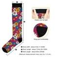 thumbnail image 3 of FORMRS Womens Knee High Socks Casual Long Thick Travel Daily Wear, 1 Pair, Red Whimsical Floral, 3 of 6