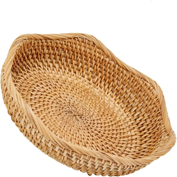 ACDANC Natural Rattan Round Fruit Basket Bowls,Hand Woven Decor Serving Baskets,Wicker Storage for Dining Room <7.9''(D)X2.6''(H)>