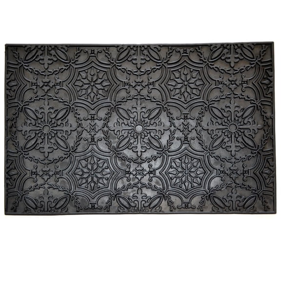24" Black Elegant Kaleidoscope Rectangular Machine-Made Door Mat