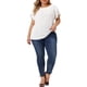 thumbnail image 2 of Blusas de verano de manga corta con pliegues y cuello redondo para mujeres de tallas grandes Agnes Orinda 3X blancas, 2 of 6