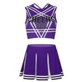 thumbnail image 4 of Aislor Ensemble de Crop Top Cheerleader pour Femmes avec Jupe Plissée Mini Uniforme Cheerleading Violet S, 4 of 7