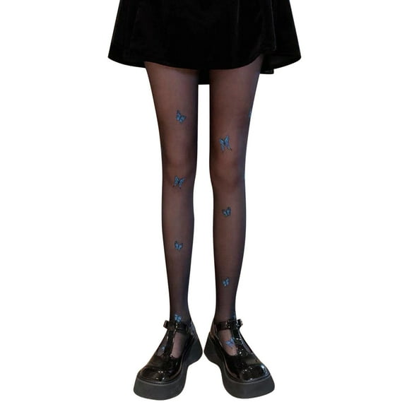 Tights For Women Christmas Women Ultra-Thin Blue-Butterfly Print Bottoming Stockings Hollow Socks Tights Stocking Pantyhose