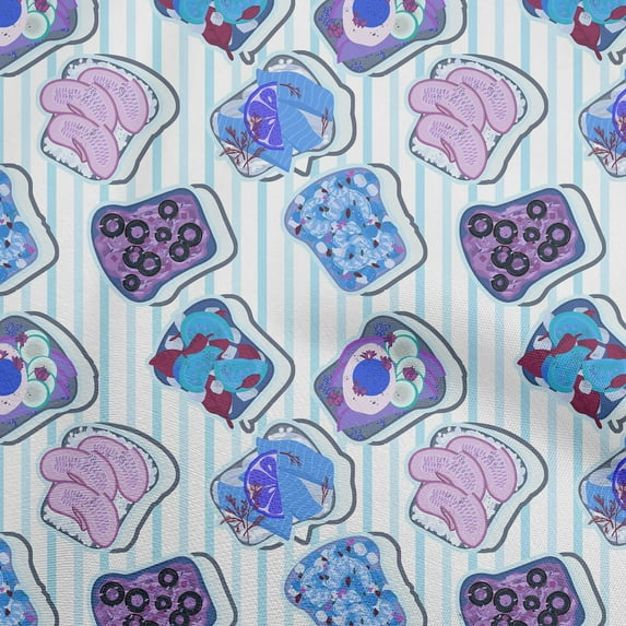 oneOone Cotton Poplin Light Blue Fabric Food Diy Clothing Quilting Fabric Print Fabric By Yard 42 Inch Wide