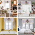 thumbnail image 5 of Summer Floral Valance Curtain for Windows Watercolor Lily Rustic Farmhouse Flowers Linen Texture Rod Pocket Curtain Valances Short Window Treatments for Kitchen Bathroom Laundry Basement 56 x 16 Inch, 5 of 9