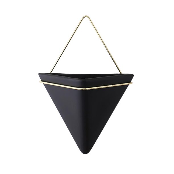 Moyic Maceta de cerámica para flores, soporte para plantas de hierro, maceta para colgar en la pared interior, jarrón geométrico, decoración de Decoración del hogar blanco Moyic HA024693-02