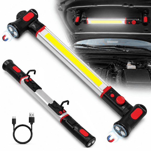 IJIL LED Work Light, 5000mAh Magnetic Underhood Worklight with Hooks Fathers Day Dad Gifts for Men Car Repair Workshop Garage Emergency