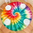 thumbnail image 2 of Colorful Rainbow Tie Dye Spiral Pattern Round Fitted Tablecloth with Elastic Edge,Dining Table Cover Waterproof,Outdoor Round Tablecloth for Camping,Dining,Indoor and Outdoor, 2 of 7