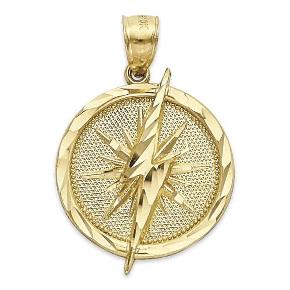 Golden Fire Solid 10k Gold Lightning Bolt Medal - Diamond Cut Charm for Men