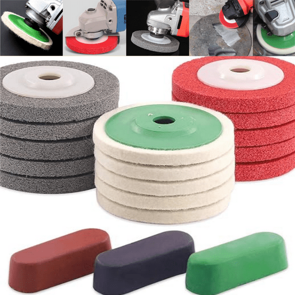 18 Pcs Polishing Wheel with Compounds Kit Contains 4 Inch Wool Polishing Buffing Wheel Pad Bore Dia