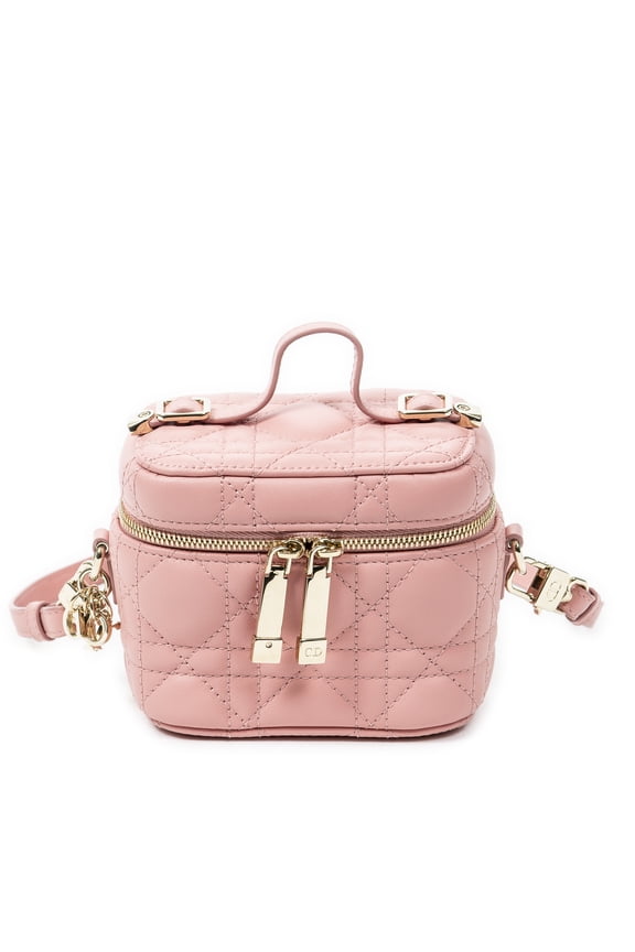 Pre-Owned Dior Pink Micro Lady Dior Vanity Case Shoulder Bag Cannage Lambskin Leather