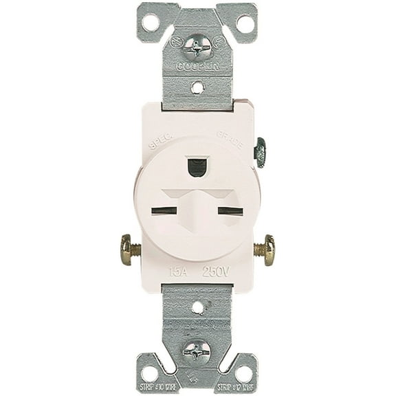 Cooper Wiring 816W-BOX Grounding Single Receptacle 15 Amp, White