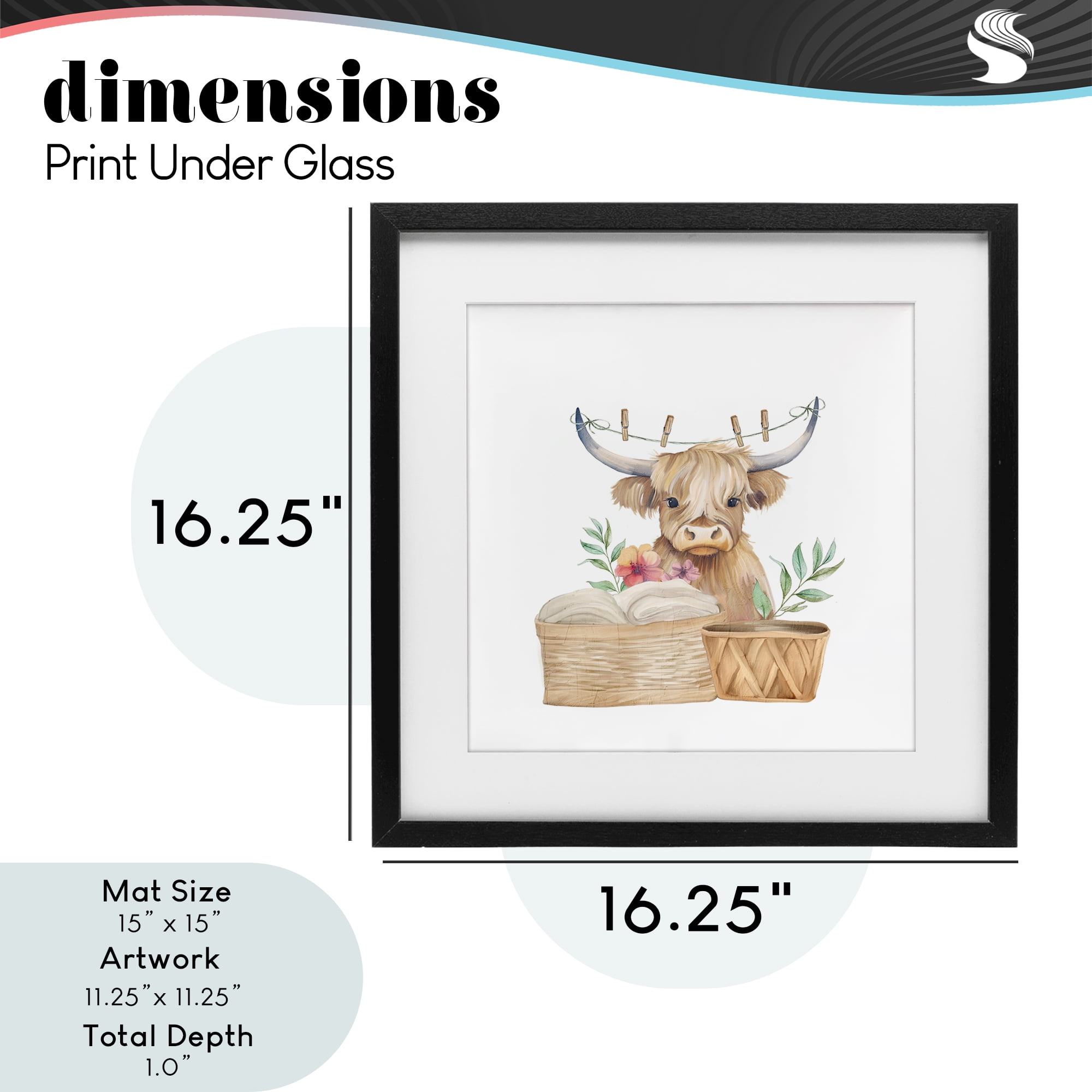 Laundry Day Baby Cattle Black Framed Print Under Glass, design by Kim Allen
