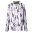 thumbnail image 6 of felwors Loose Fit Printed Button-Up Shirts for Women - Soft Lightweight Long Sleeve Blouses, Wrinkle Resistant, Perfect for Work & Vacation (Purple, L), 6 of 8