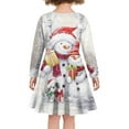 thumbnail image 3 of FKELYI Christmas Snowman Long Sleeve Dress Size 7-8 T Comfortable Kids Swing Twirl Skater Dress Leisure Hoilday Dresses for Girls,Christmas Gift, 3 of 4