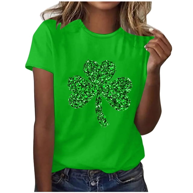 Camisas de Manga Corta para Mujeres Moda Casual Mujeres Camisa de Impresión Casual Cuello Redondo Pullover Tee Blusas de Manga Corta Casuales para Mujeres