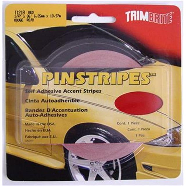 TRIMBRITE T1218 Ruban à Rayures Rouges et Rouges et Rouges et 0,25 Po X 36 Pi.