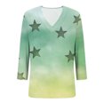 thumbnail image 4 of Cavosen Blouse for Women 3/4 Sleeve V Neck Cute Sweatshirt Star Lightweight Oversized Pullover Soft Spring Orleans Party Tops, 4 of 7