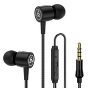 PTM D1 3.5mm Wired Headphones Portable In-ear Earphones Metal Headsets Universal Line Control Volume Adjustment With Mic for Mobile Phone Tablet