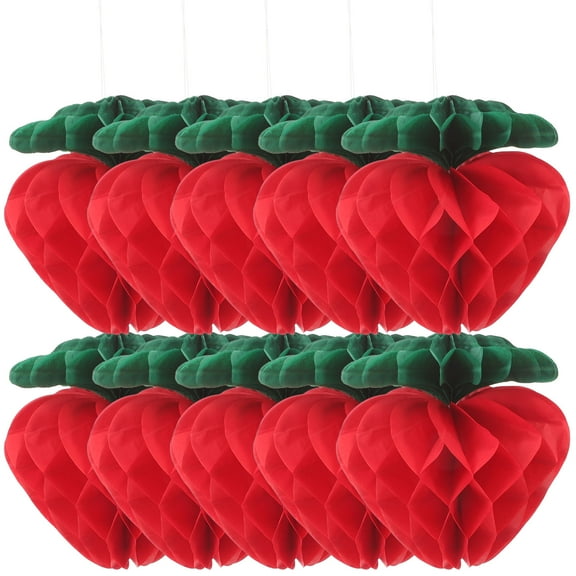 FONDOTIN Hanging Strawberry Decorations Red 10Pcs 3.9In