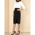 thumbnail image 2 of Allegra K Blusa con cuello en contraste de mangas 3/4 para mujer Blanco S, 2 of 6
