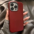 thumbnail image 4 of BAIANNAN Fashion Retro Simple Wine Red Color Case Compatible for IPhone 15 11 16 13 14 12 Pro Max 15 16 14 Plus XR X XS Max Metal Case, 4 of 5