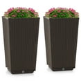 thumbnail image 2 of Canddidliike Outdoor Wicker Flower Pot Set of 2 with Drainage Hole for Porch Balcony-Brown, Garden Bed Wooden Vegetables Growing Planter for Backyard/Patio/Gardener, 2 of 7