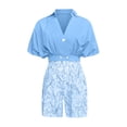 thumbnail image 6 of ibiyuan 2 Piece Sets For Women Stylish Women's Shorts Set Summer V-Neck Top and Shorts Casual Outfit Comfortable Two Piece Suit for Daily Wear, 6 of 6