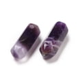 thumbnail image 3 of 20 pc Natural Amethyst Double Terminal Pointed Pendants Faceted Bullet Charm 30~35x8~9x8~9mm Hole: 1.4mm, 3 of 3