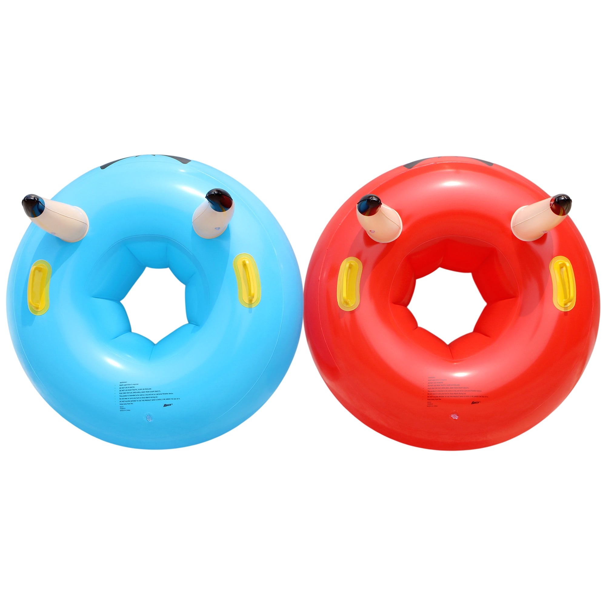 Banzai: Bump ‘N Bull Battle Set - Red & Blue, 2 Inflatable Body Bumper Toys, 37" Animal Ring Boppers, Bouncer Grip Handles, Outdoor Game Play, Kids 4+