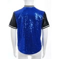 thumbnail image 4 of Zaldita Boys Girls Shiny Sequins Button Down Shirts Disco Party Hip Hop Jazz Dance Performance Costume Blue 8, 4 of 7