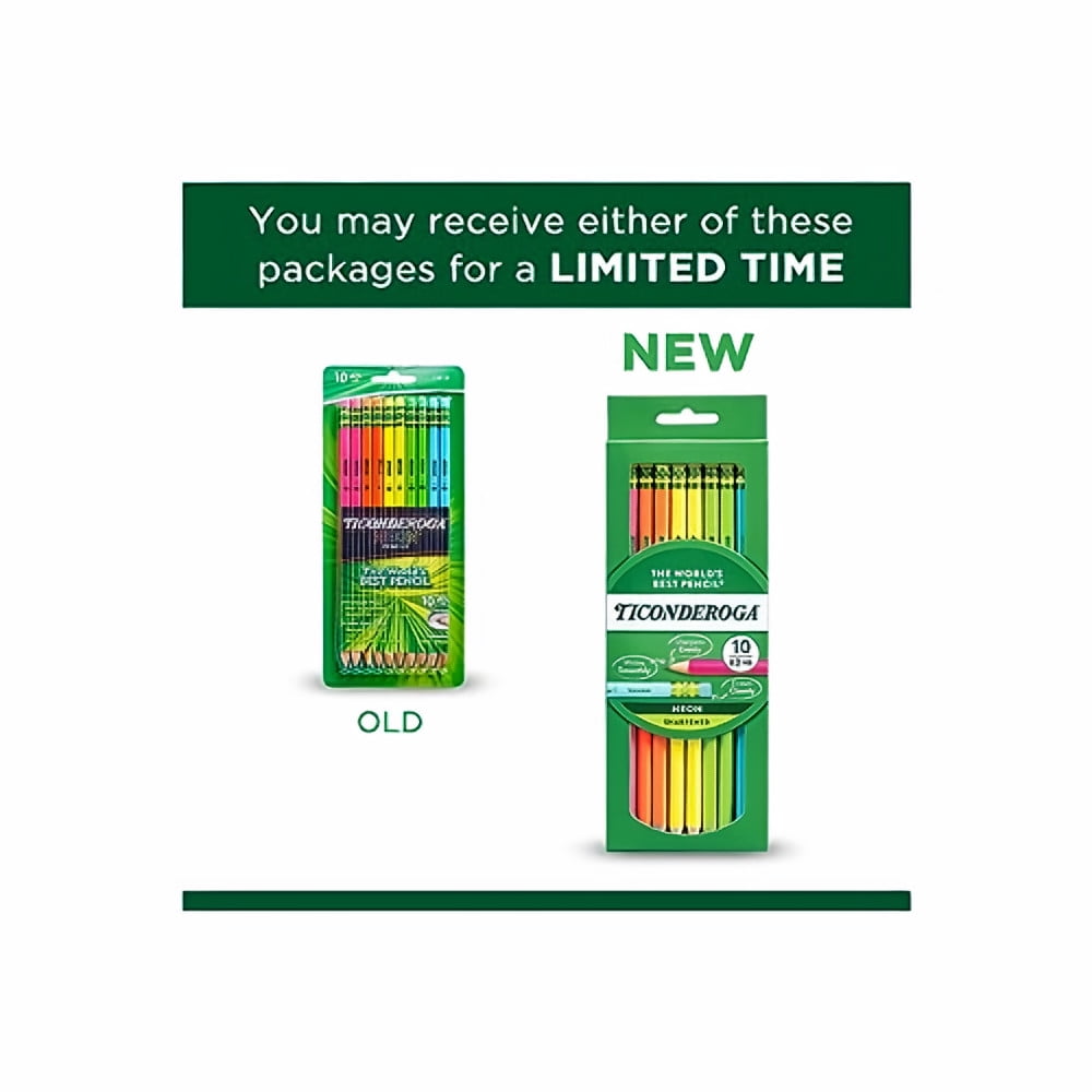 Dixon Ticonderoga No. 2 Assorted Neon Pencils (Pack of 5)