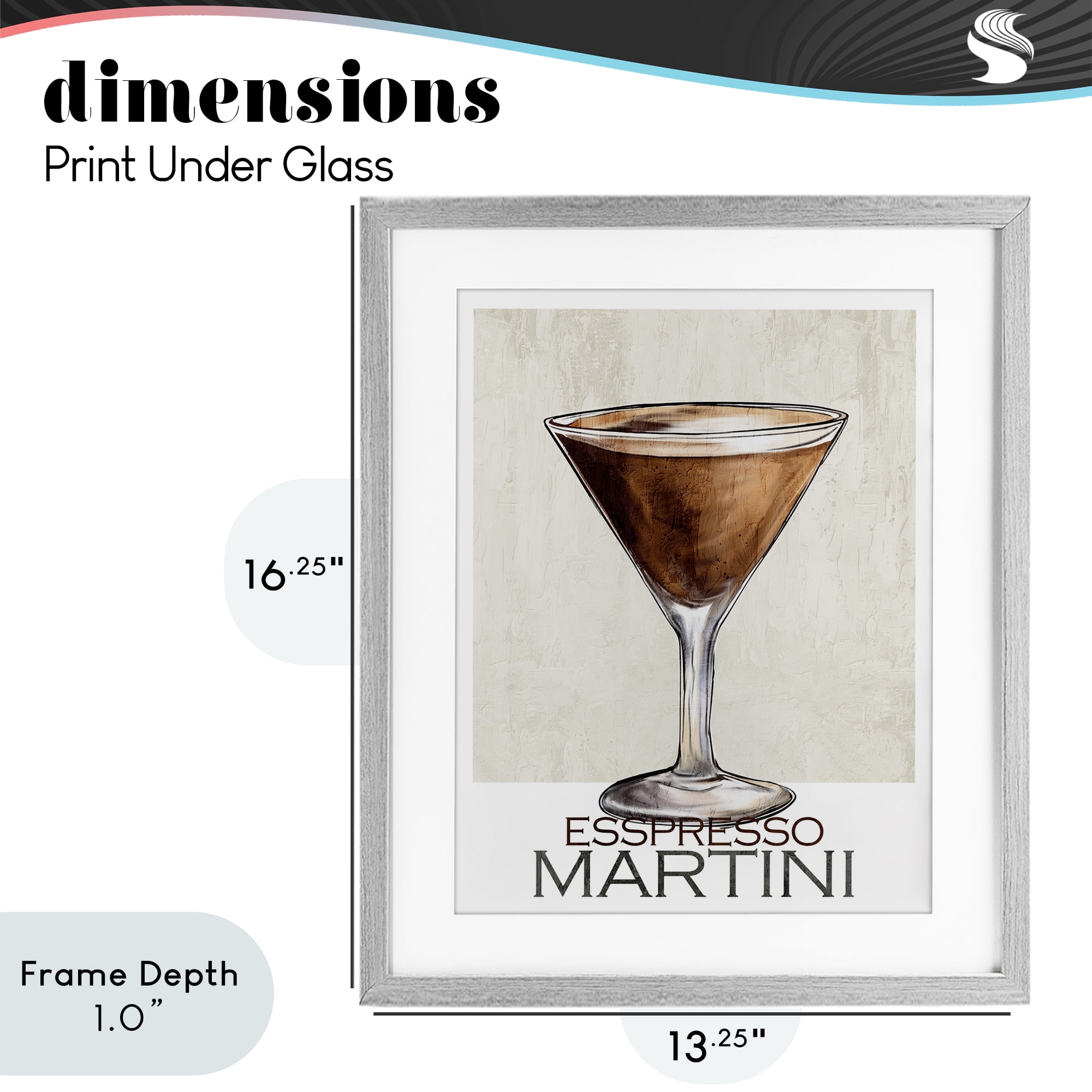 Stupell Industries Sophisticated Espresso Martini Gray Framed Print Under Glass, design by Kim Allen