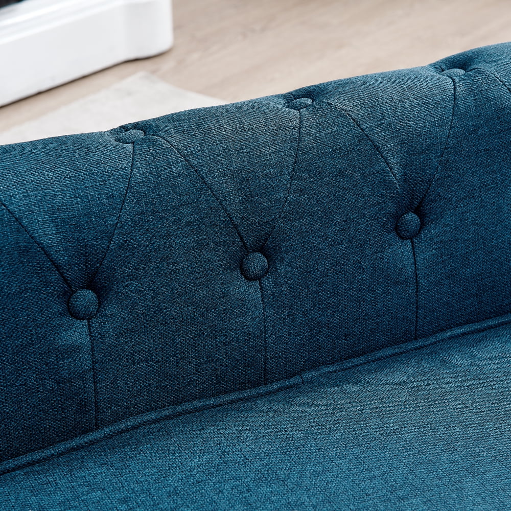 Hassch Pet Couch Bed, Contemporary Linen Fabric Elevated Dog Sofa for Medium/Large Dogs, 250lbs Loading Pet Lounging Bed, 40"L x 23"W x 14"H, Blue