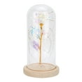 thumbnail image 1 of Base de madera, cubierta de vidrio, lámina dorada colorida, lámpara de flor rosa de plástico, decoración LED, luz nocturna para el hogar, colorida, 1 of 14