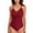 Wine Red, variant on Csndyce Women One Piece Swimsuit Backless Halter Bathing Suit Solid Color Sexy V Neck Lace Up Bikini