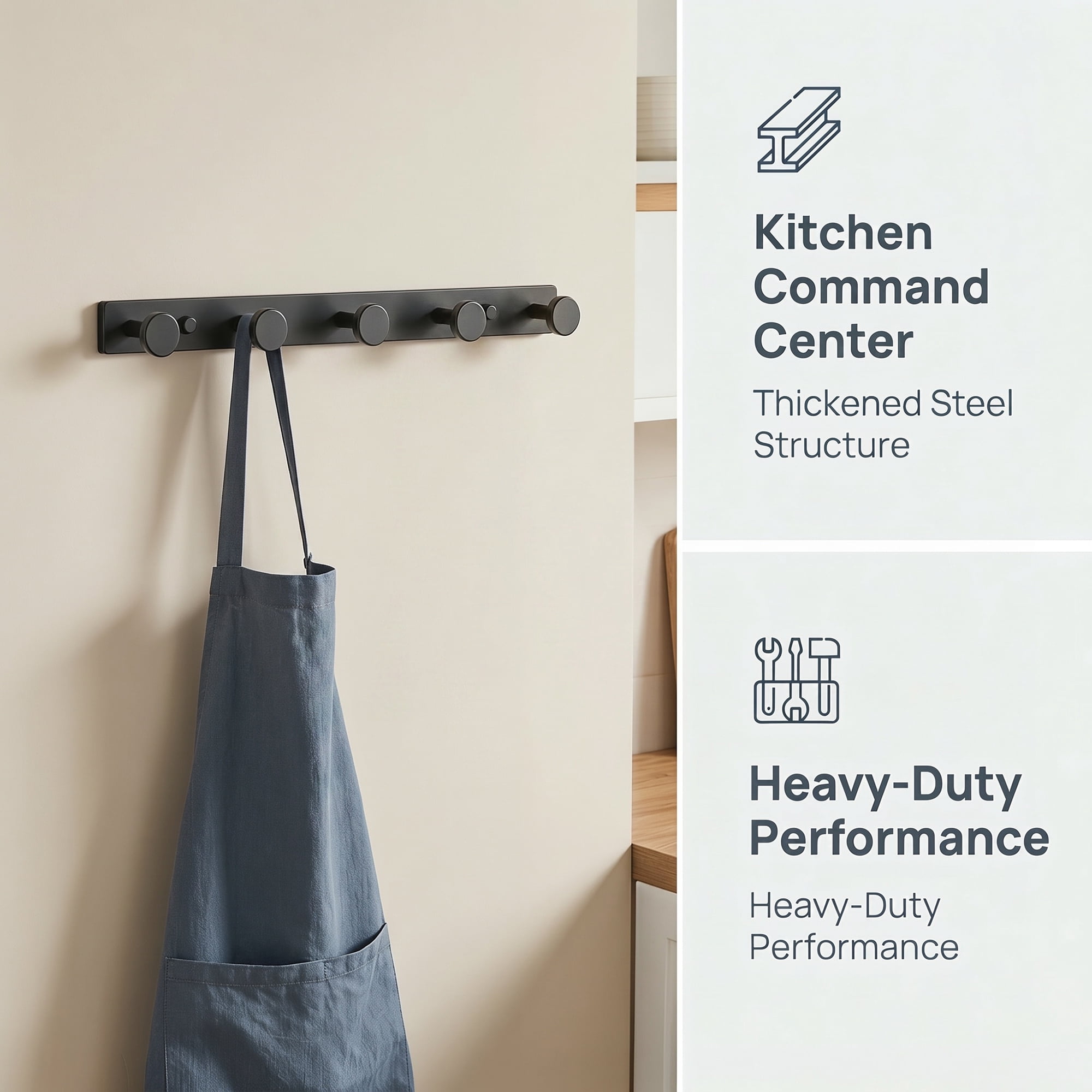 Unique Bargains Coat Rack Wall Mount Aluminum Hook Hat Rack for Entryway Black 13" x 1.2"
