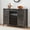 Dark Rustic Oak, variant on Homhougo 47" Coffee Bar Cabinet w/16 Wine & Glass Rack, Storage Shelves Farmhouse Wine Bar Sideboard w/Sliding Barn Door Large Rustic Buffet Sideboard Storage Shelf for Dining Room, Dark Rustic Oak