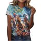 thumbnail image 1 of Tops de Cuello Redondo para las Mujeres, Nuevo Suéter de Manga Corta, Caballo Casual Impreso Top Camiseta, 1 of 5