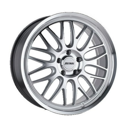Petrol P4C 18X8 5X115 40Et 76.1Cb Silver W/ Machined Face & Lip Wheel