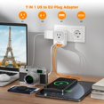 thumbnail image 2 of Adaptador de enchufe de viaje TESSAN de EE. UU. a Europa con 4 salidas y 3 USB, 2 of 6